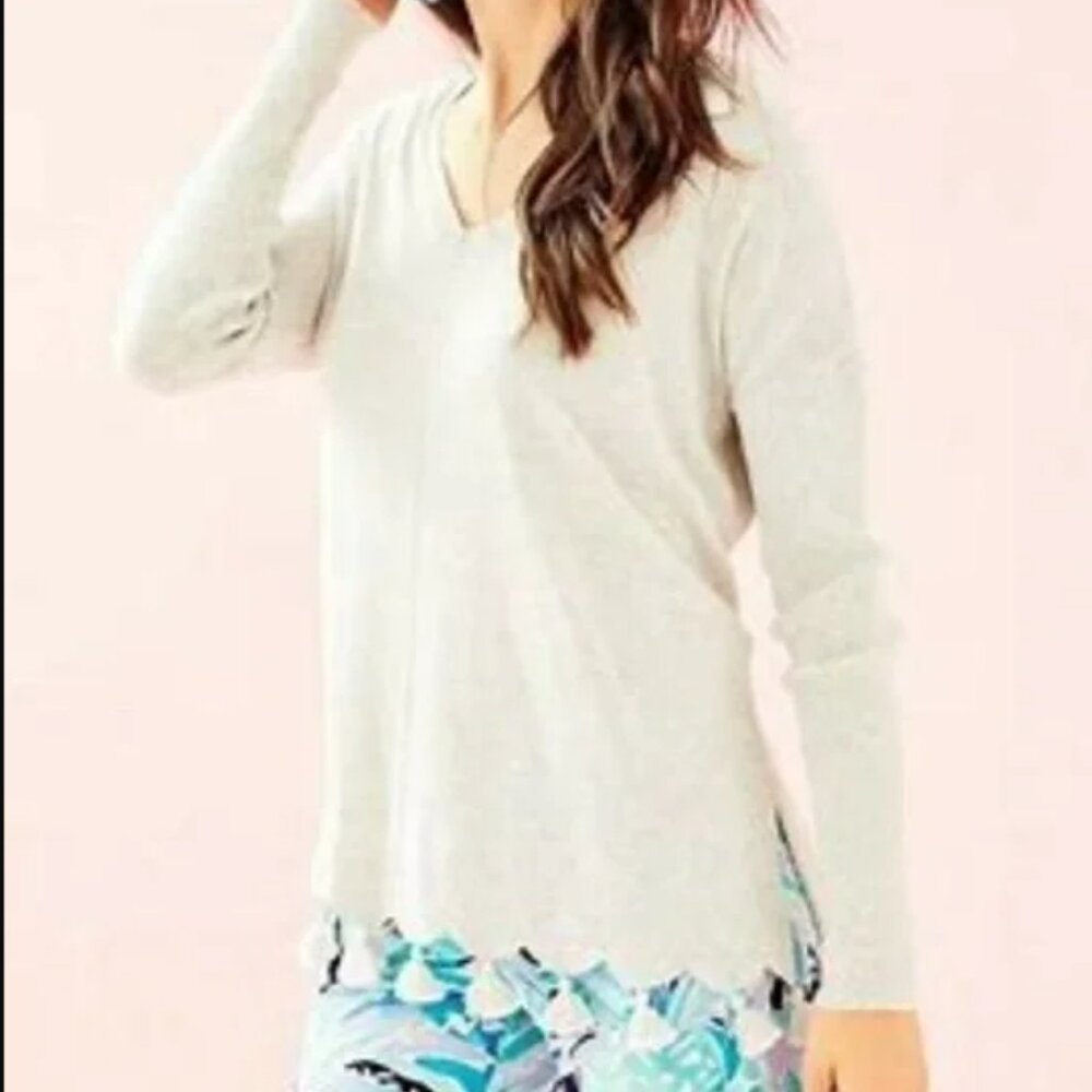 LILLY PULITZER Martime Sweater in Heathered Sea Pebble Gray